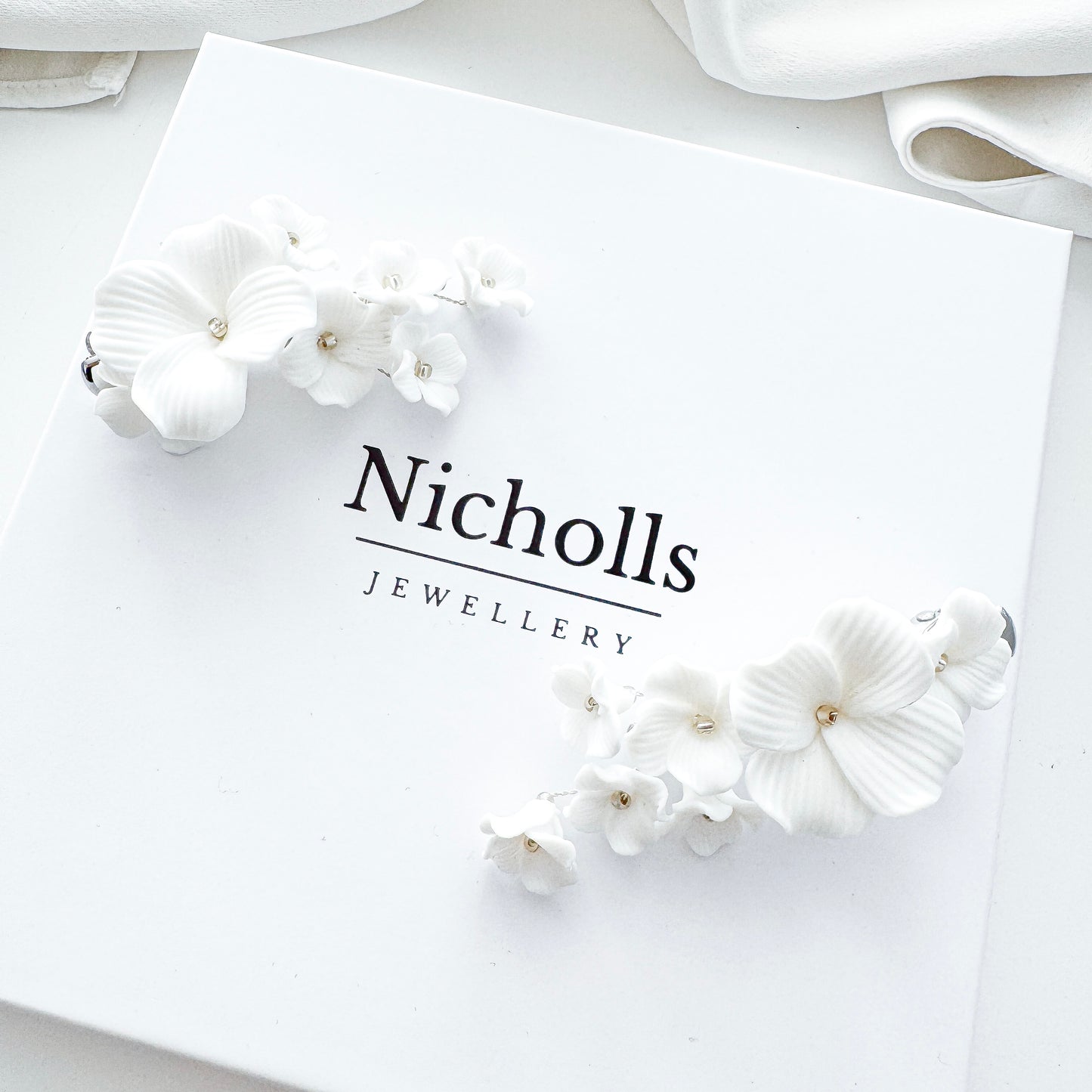 Porcelain Bouquet Flower Wedding Bridal Hair Clips x 2