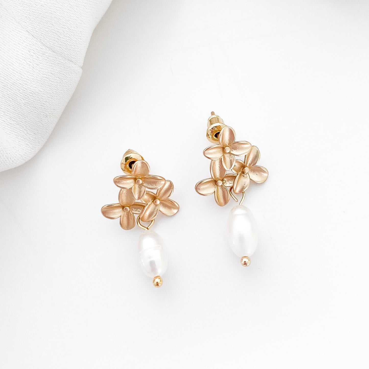 3 Gold Daisy Petite Pearl Earrings