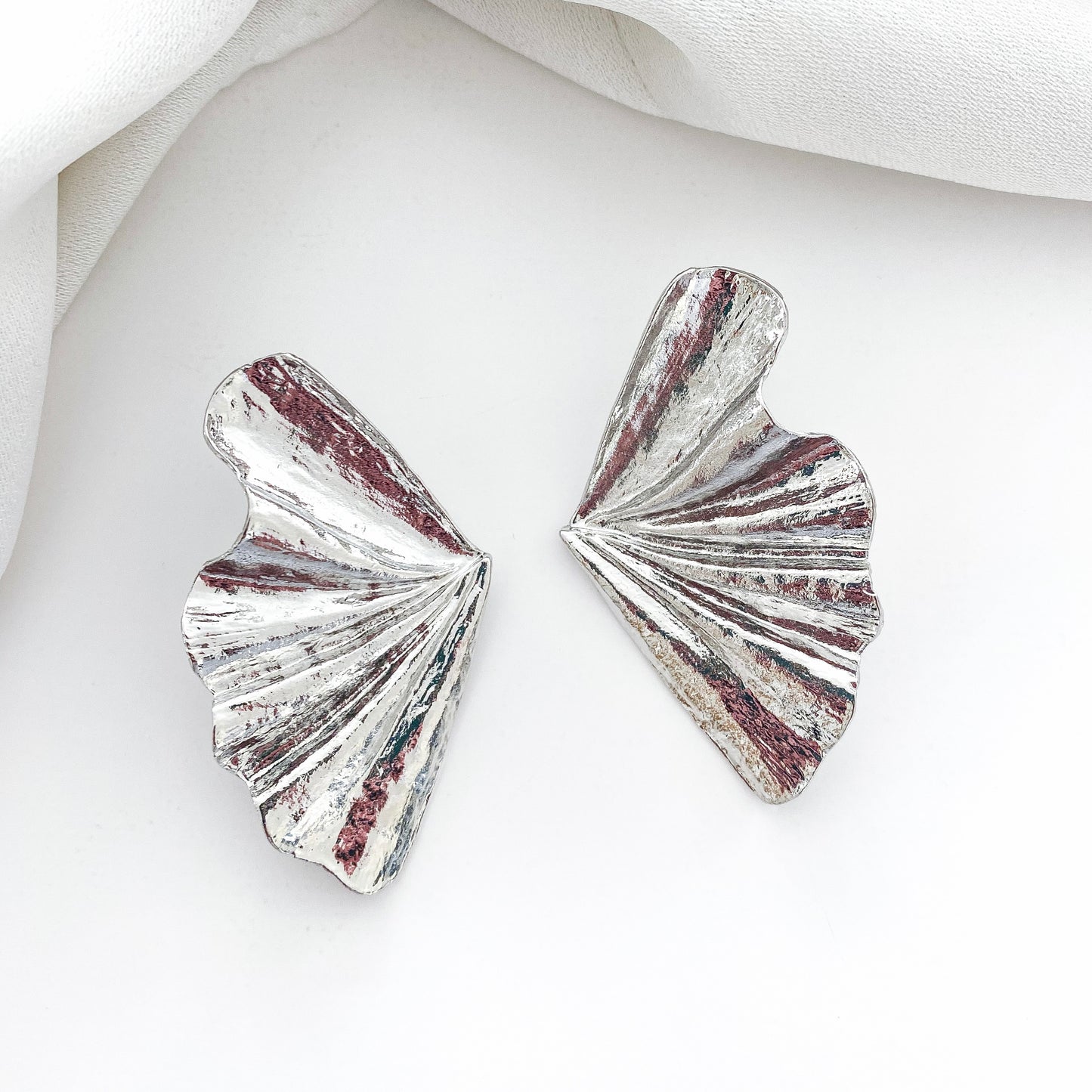 Fan Silver Leaf Earrings