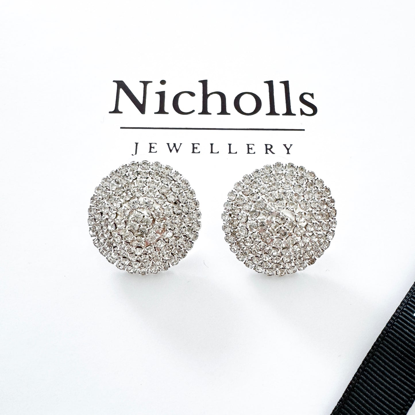 Rhinestone Crystal Sparkly Stud Earrings – Round Party & Bridal Statement Jewellery
