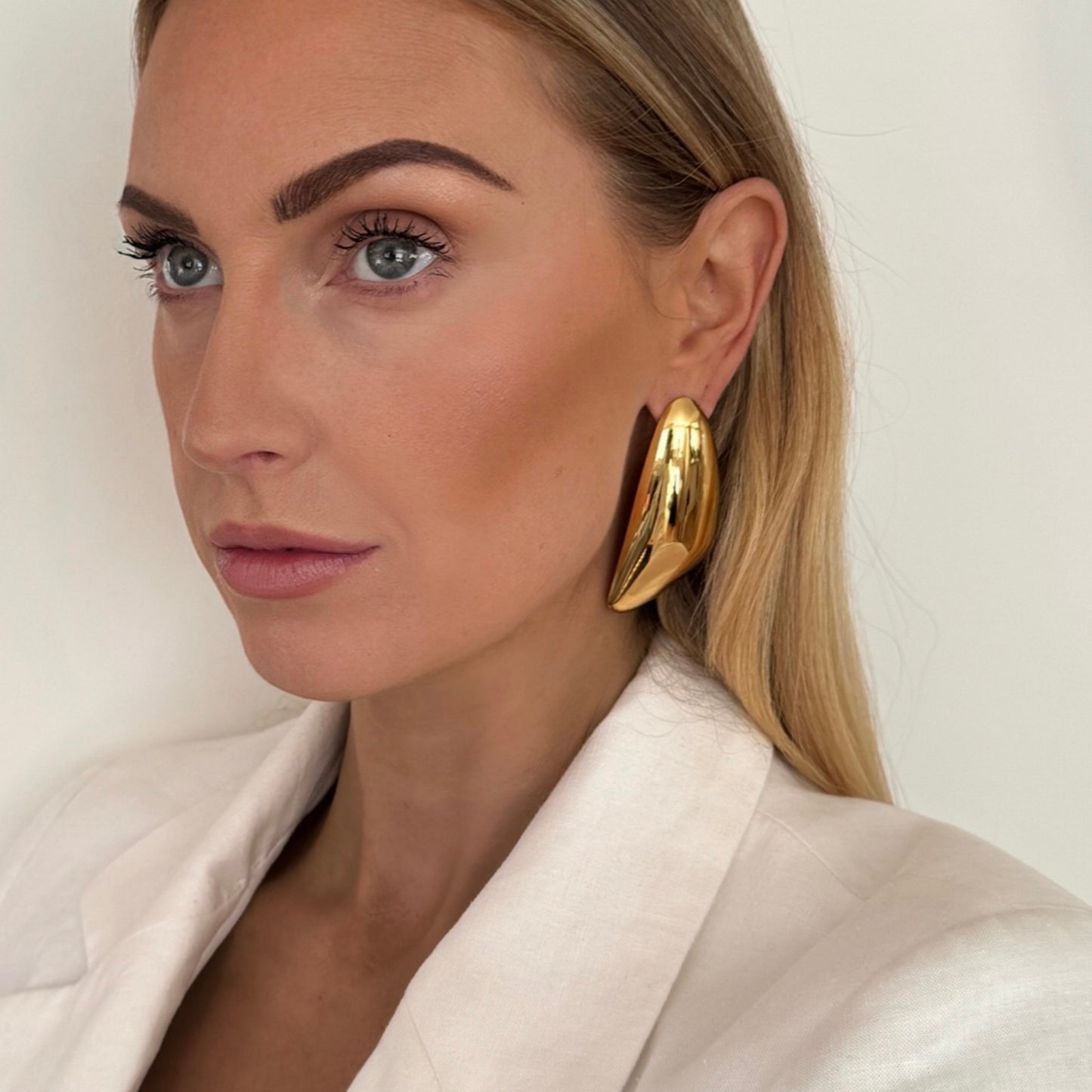 Slim Gold Triangle Statement Earrings
