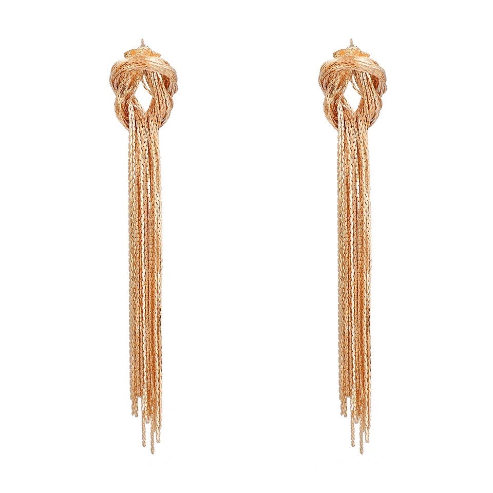 Knot Tassel Gold Earrings
