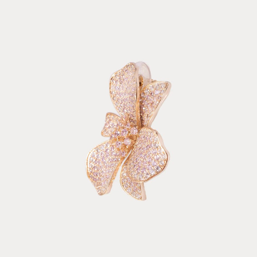 Deluxe Pink Flower Crystal Earrings