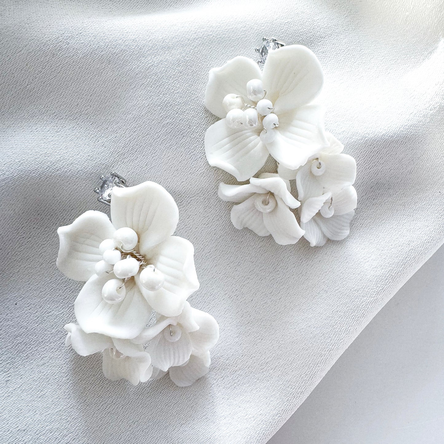 Marigold Cluster Porcelain Flower Earrings