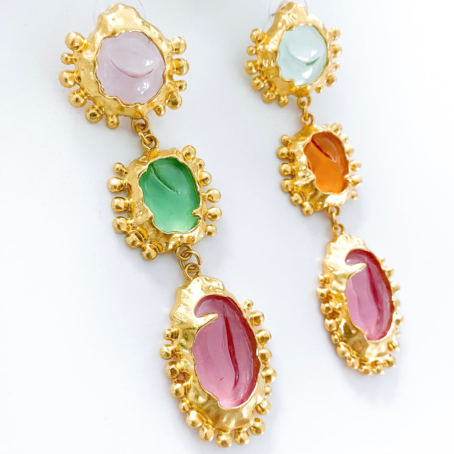 Vintage Colour Long Dangle Drop Earrings