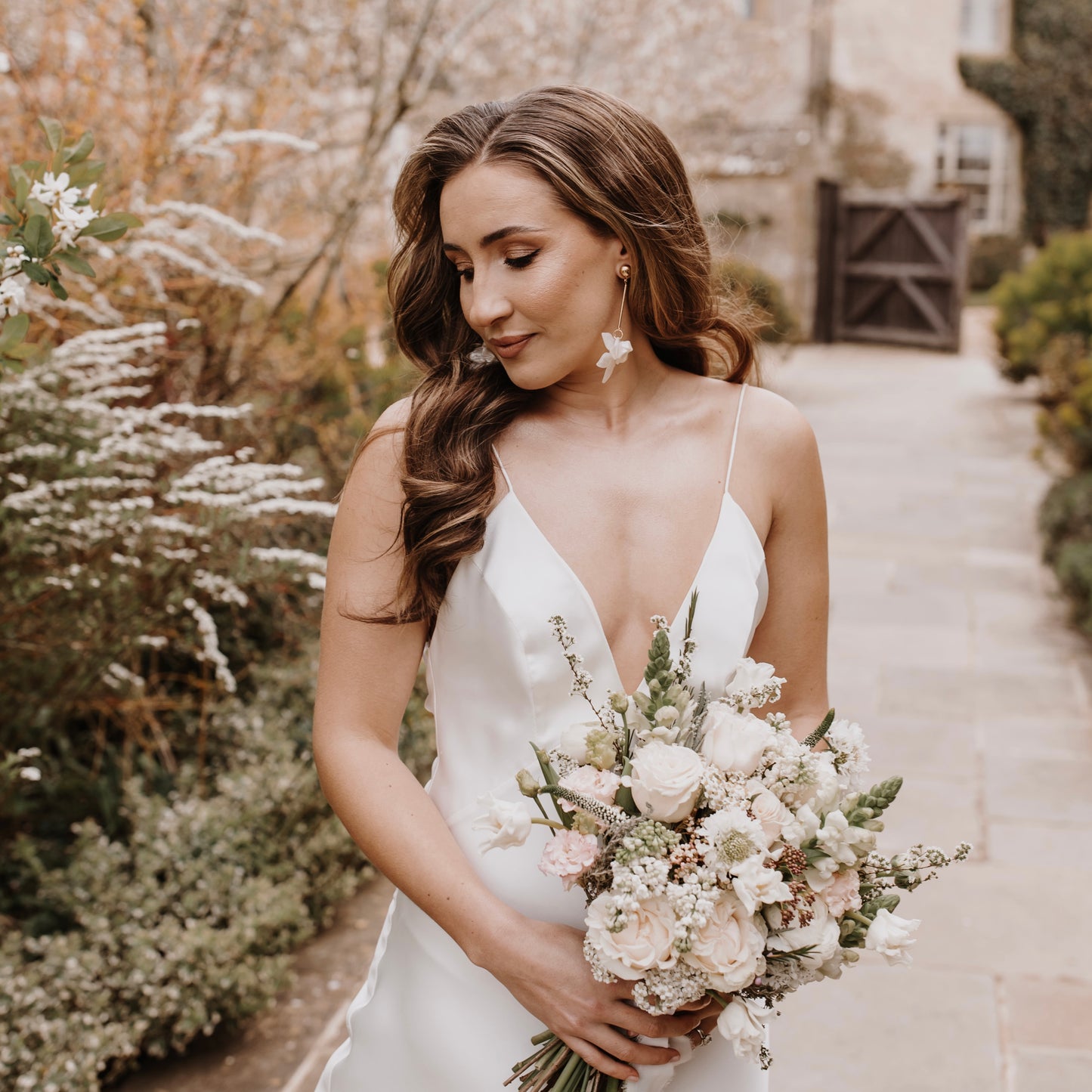 Francoise White Flower Earrings