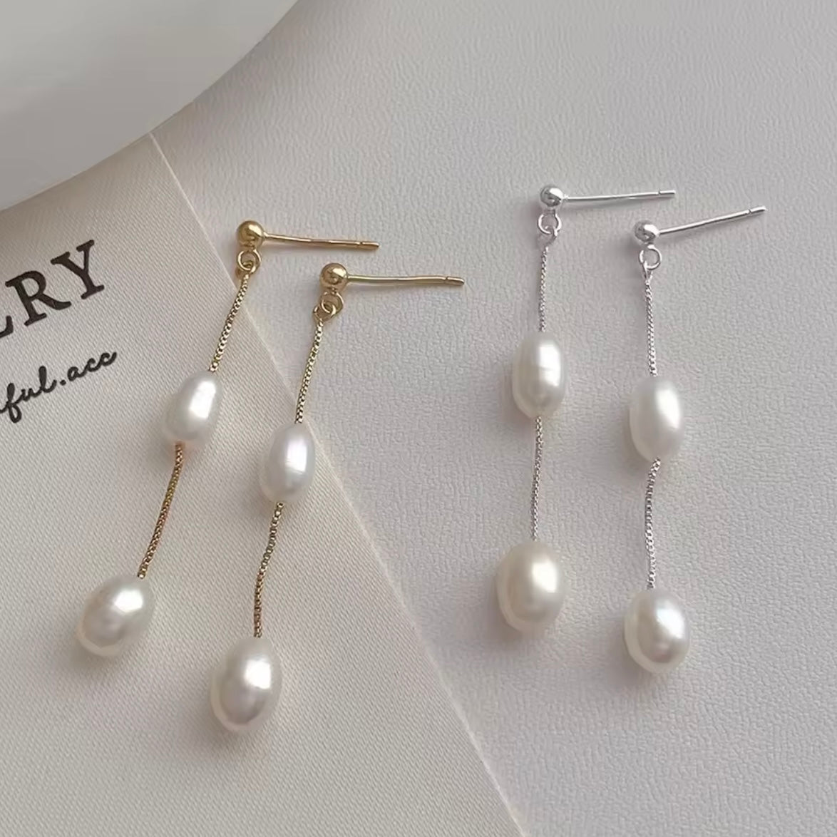 Dainty Gold Freshwater Pearl Drop Earrings