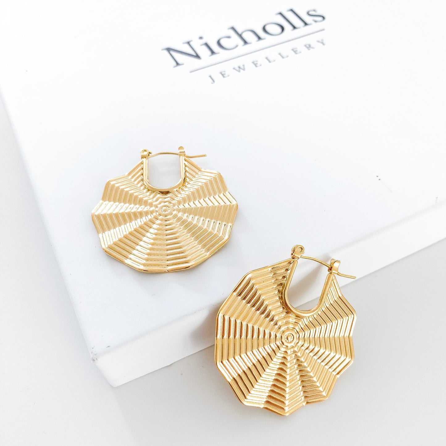 Boho Charm Fan Gold Earrings