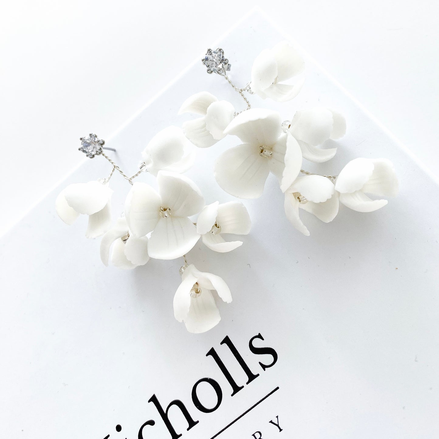Magnolia Porcelain Earrings and Hair Comb Set