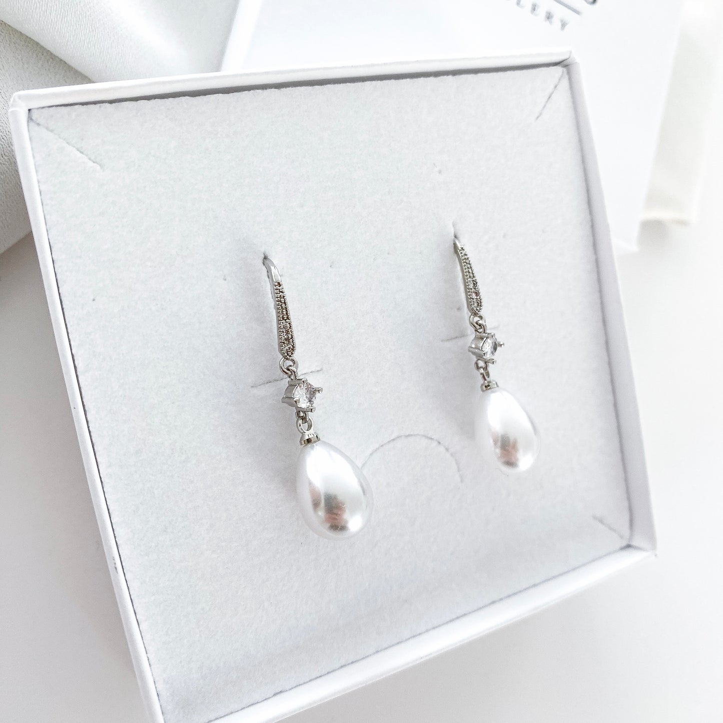 Pearl Drop and Crystal Hook Earrings