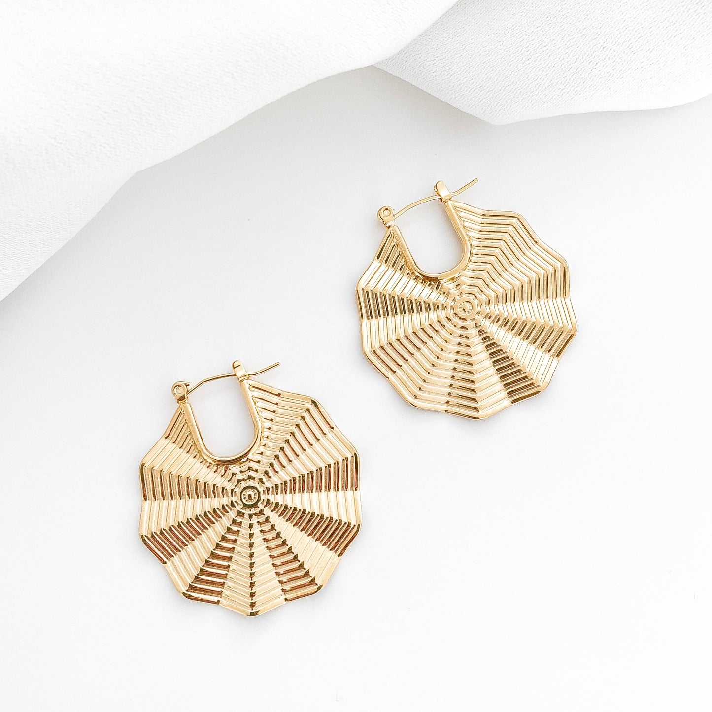 Boho Charm Fan Gold Earrings
