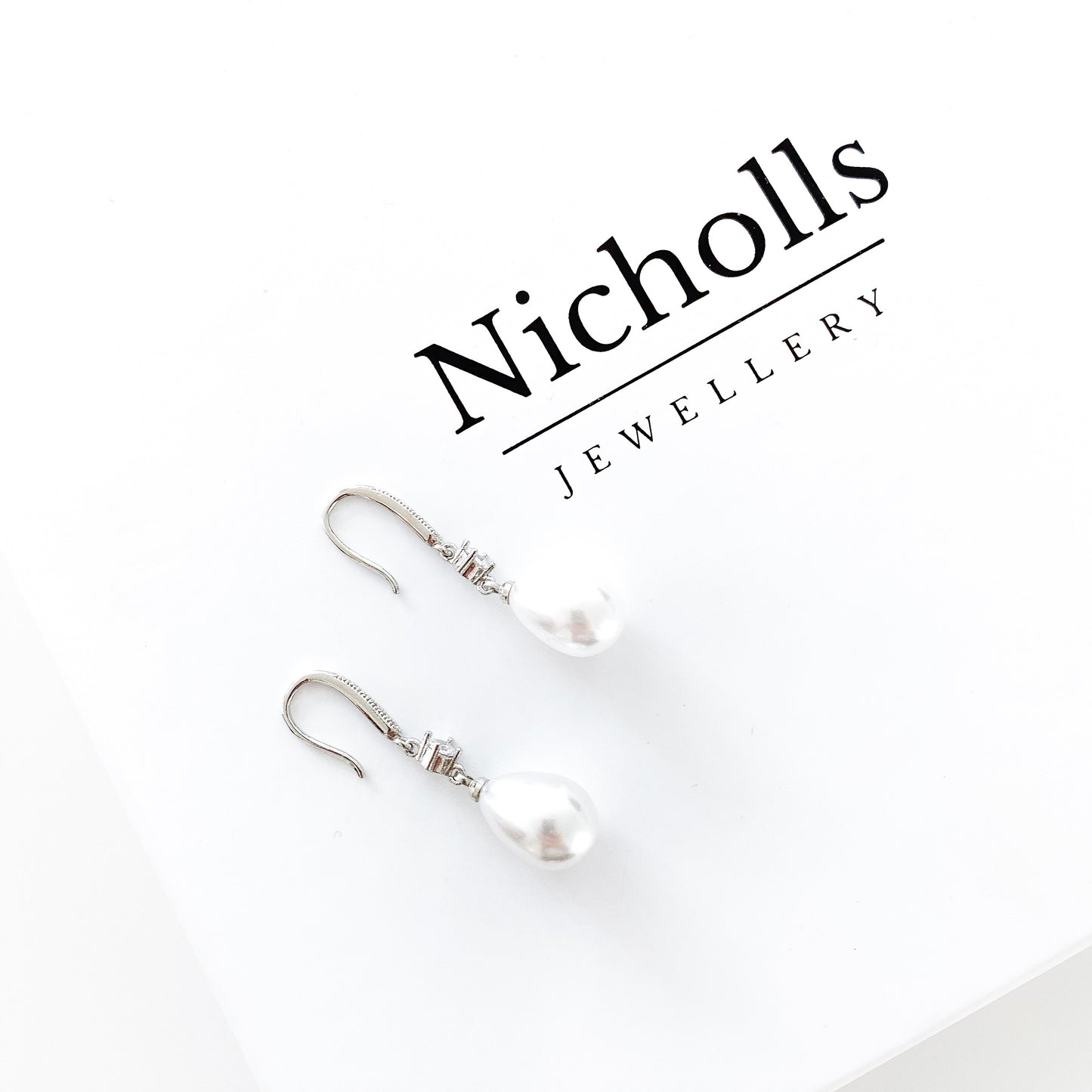 Pearl Drop and Crystal Hook Earrings