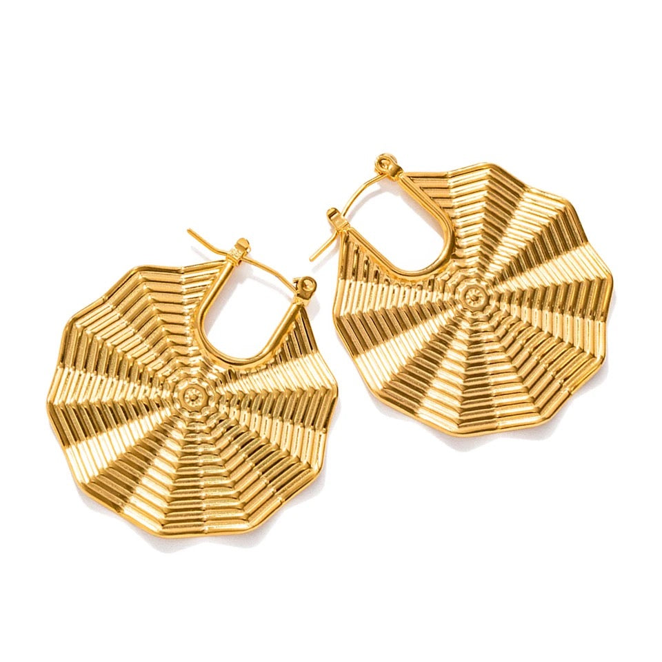 Boho Charm Fan Gold Earrings