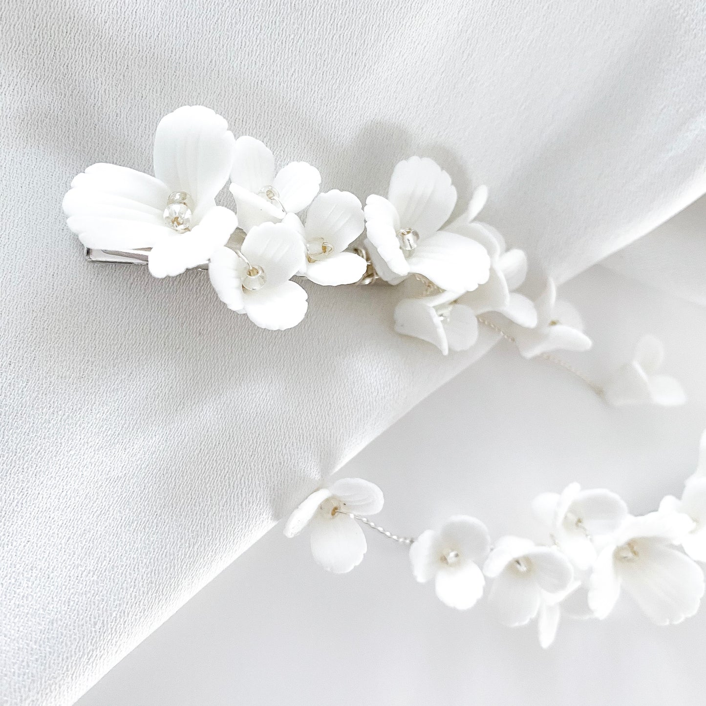 Blossom Flower Porcelain Hair Clips