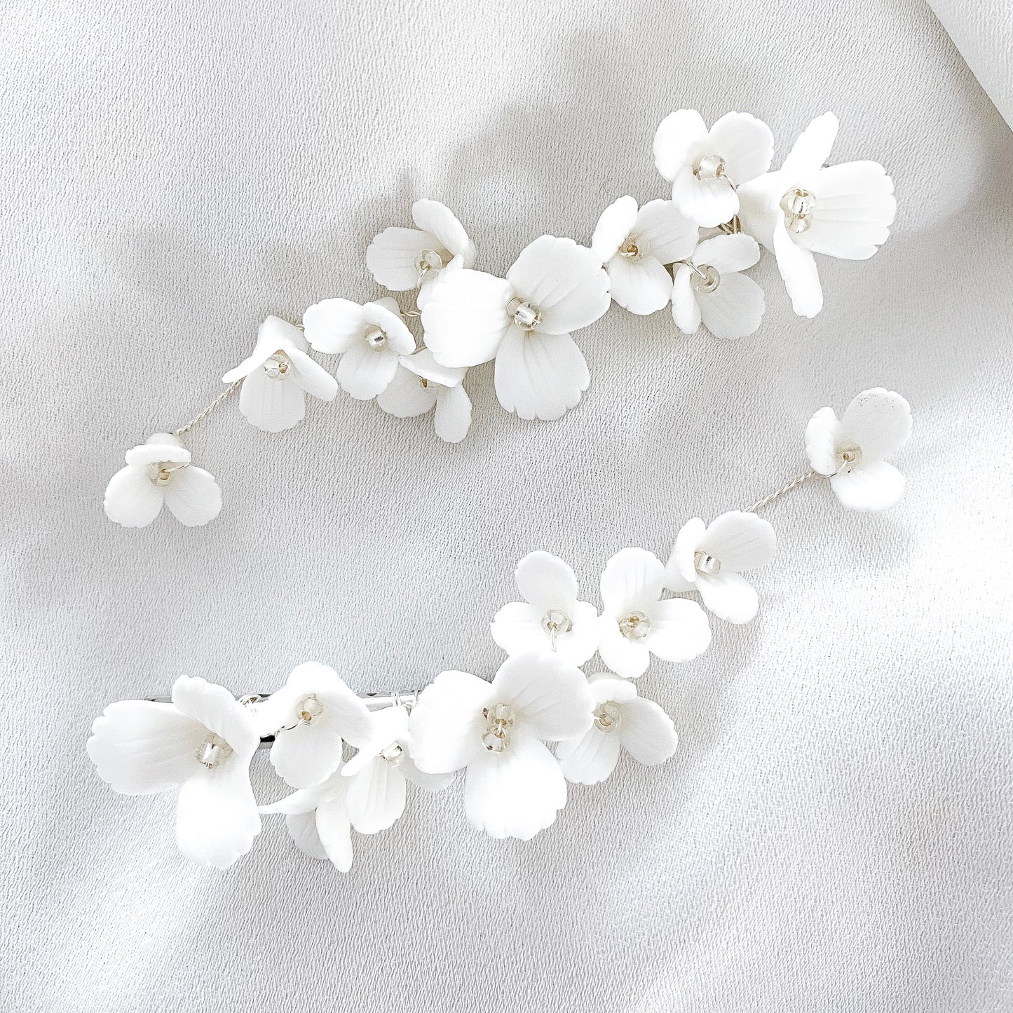 Blossom Flower Porcelain Hair Clips