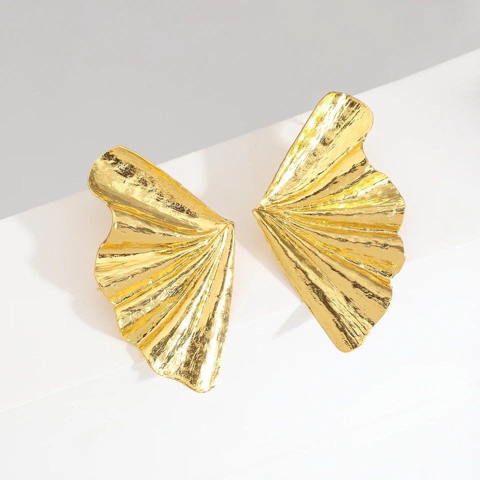 Fan Gold Leaf Earrings