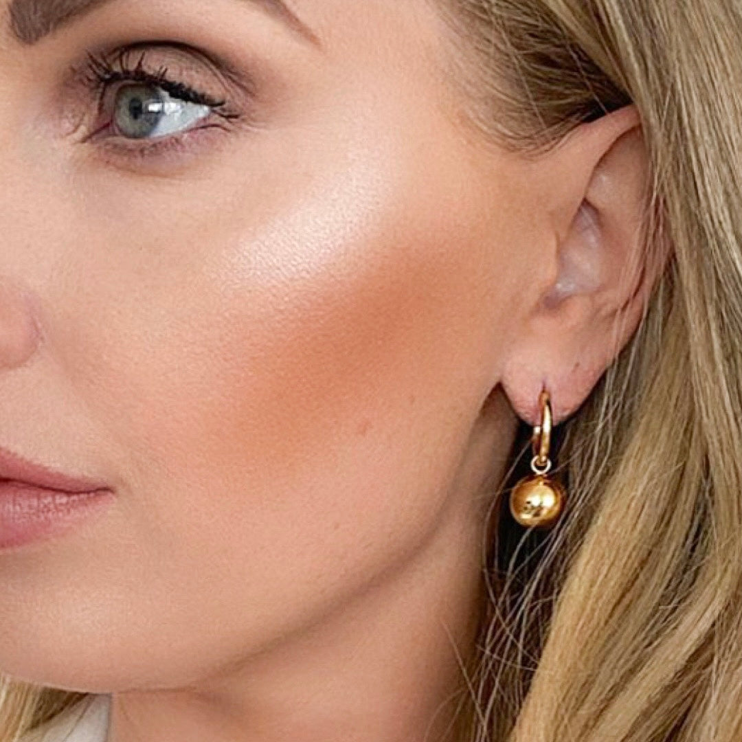 Solid Gold Ball Detachable Hoop Earrings