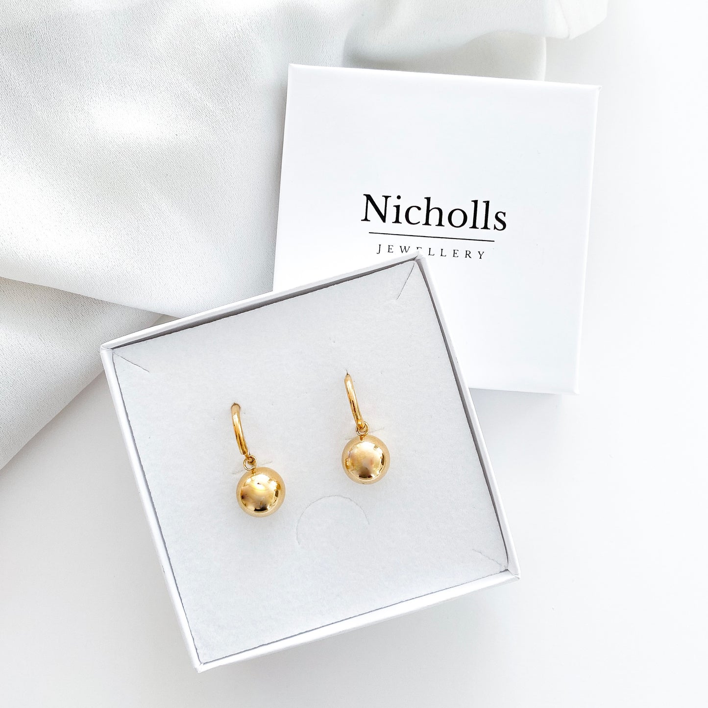 Solid Gold Ball Detachable Hoop Earrings
