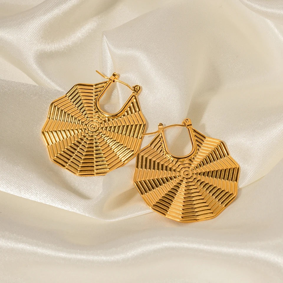 Boho Charm Fan Gold Earrings