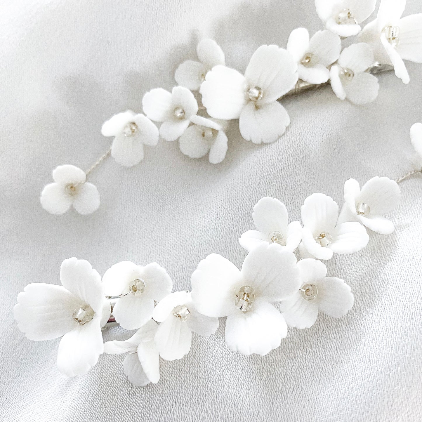 Blossom Flower Porcelain Hair Clips
