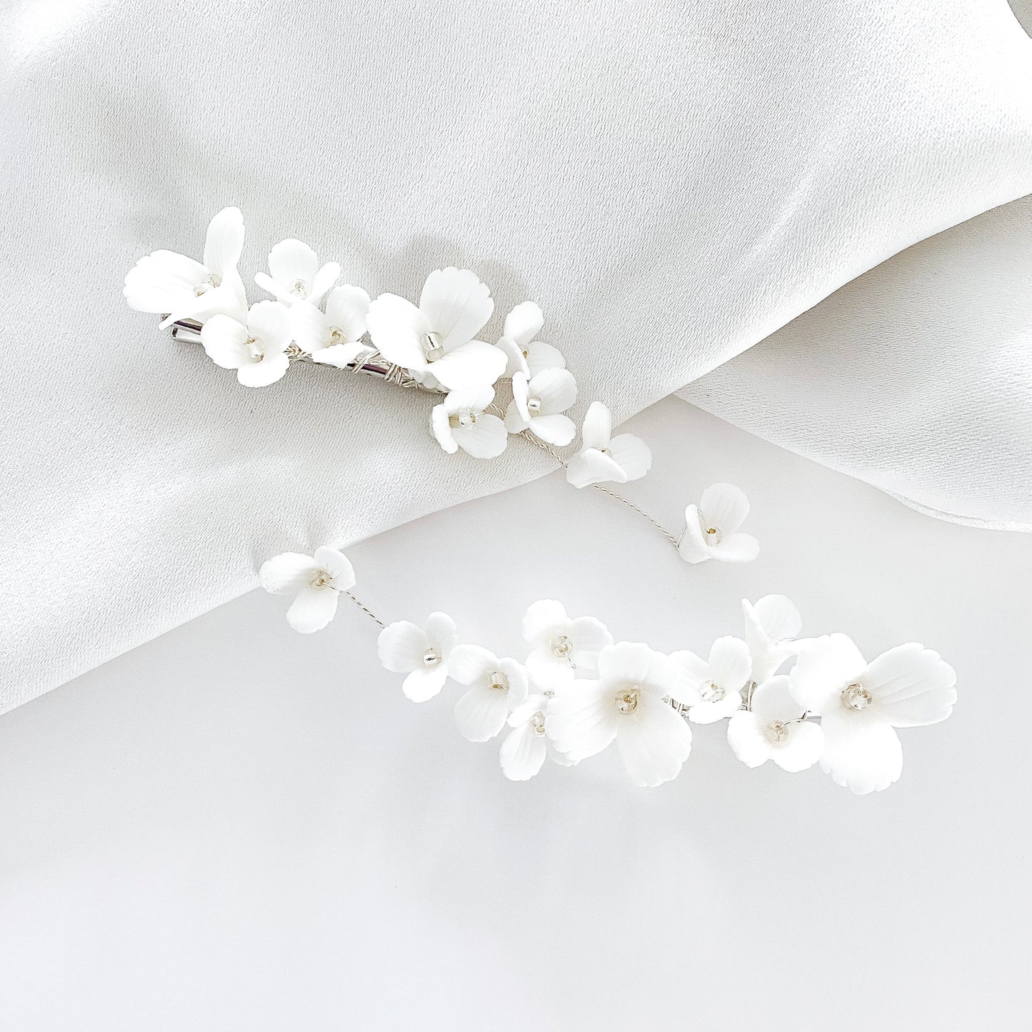 Blossom Flower Porcelain Hair Clips