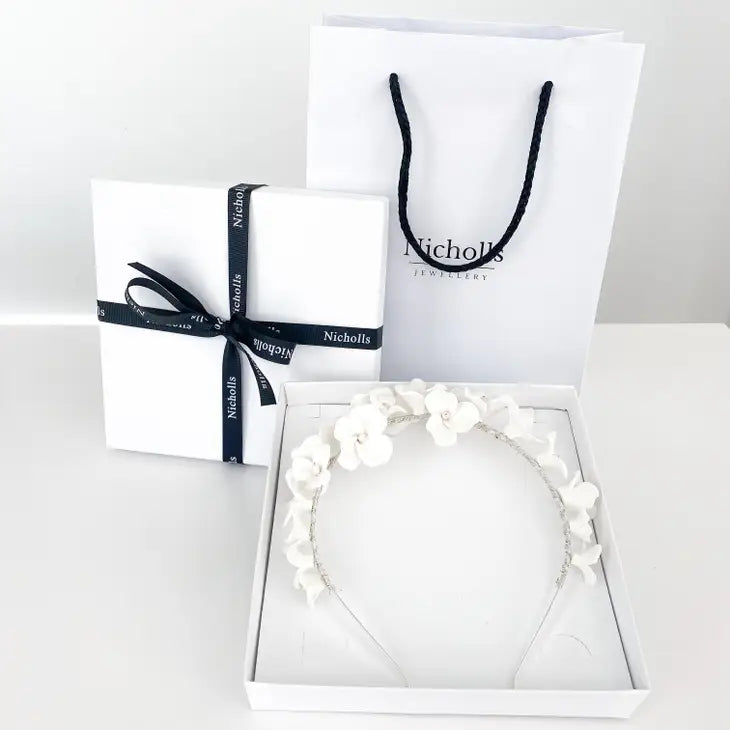 Porcelain White Flower Headband