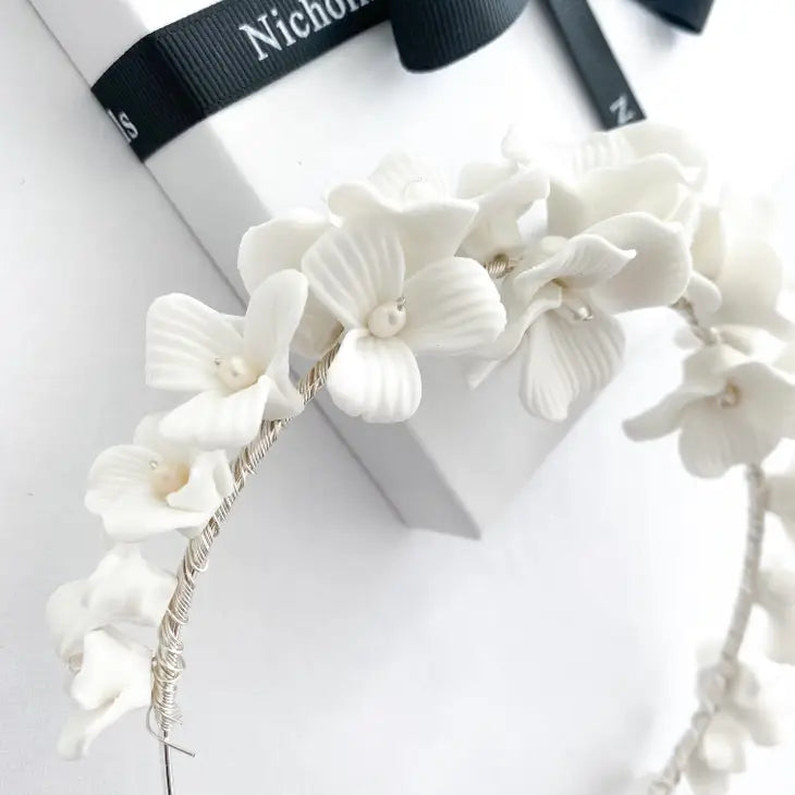 Porcelain White Flower Headband