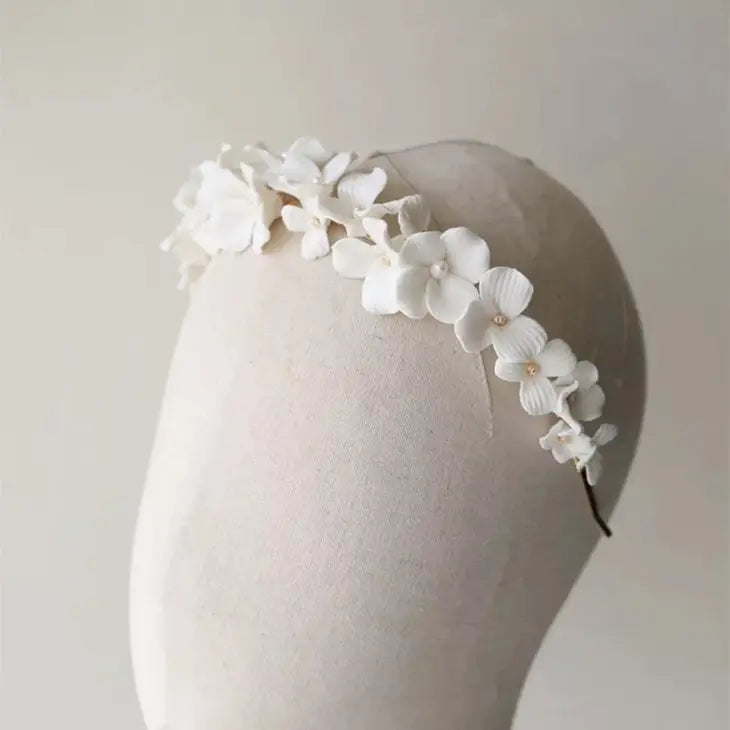 Porcelain White Flower Headband