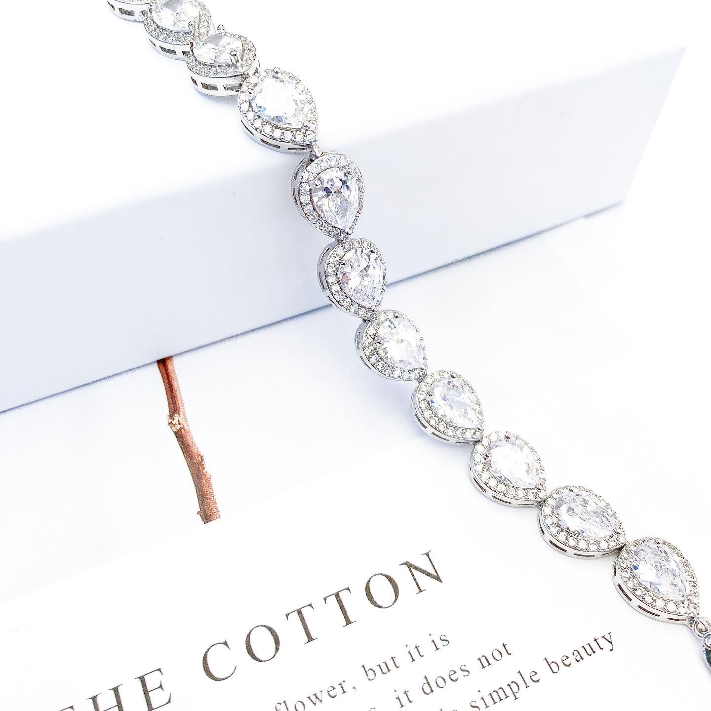 Teardrop Silver Crystal Bracelet