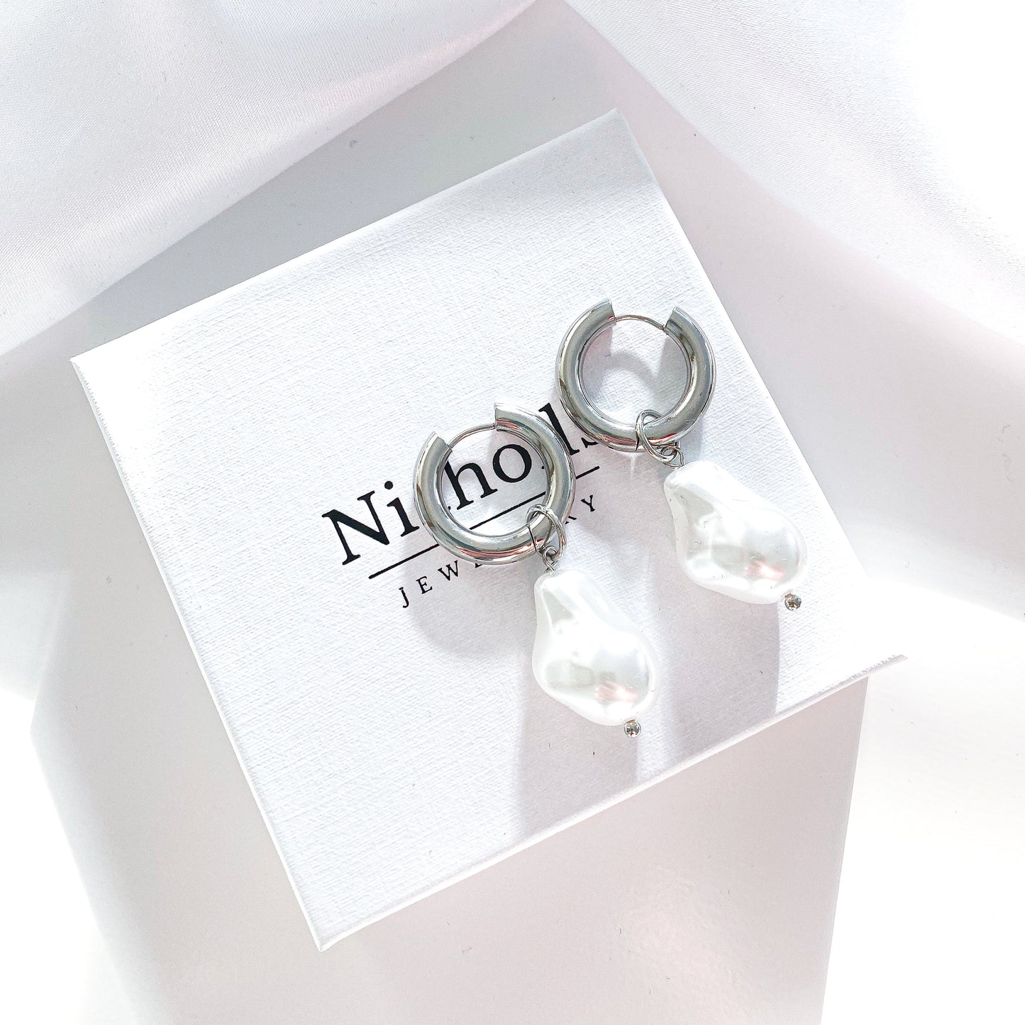 Baroque Pearl Earrings Silver
