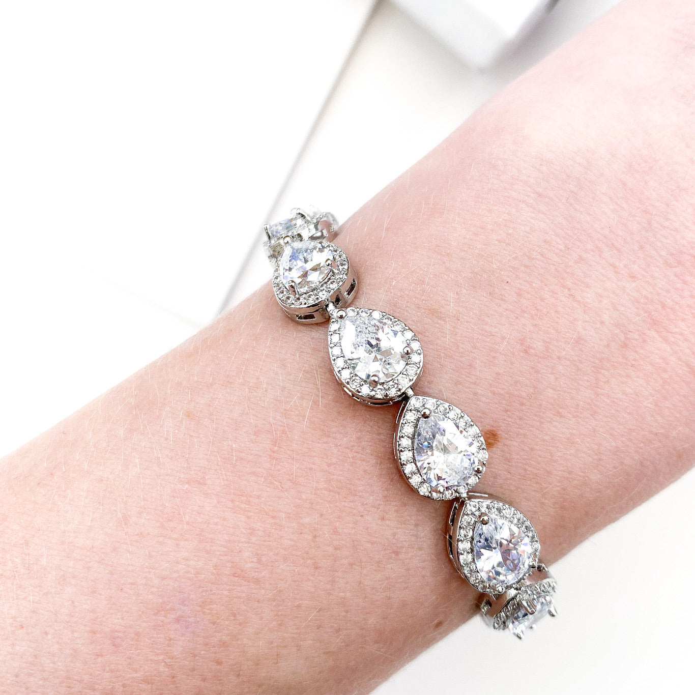 Teardrop Silver Crystal Bracelet