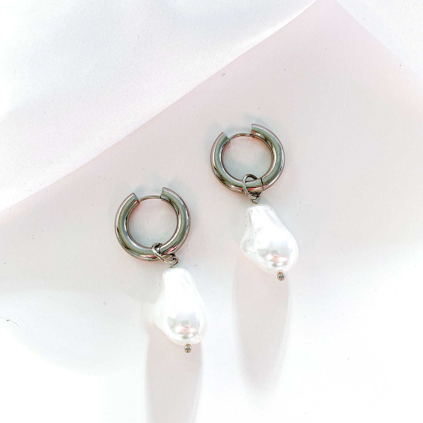 Baroque Pearl Earrings Silver