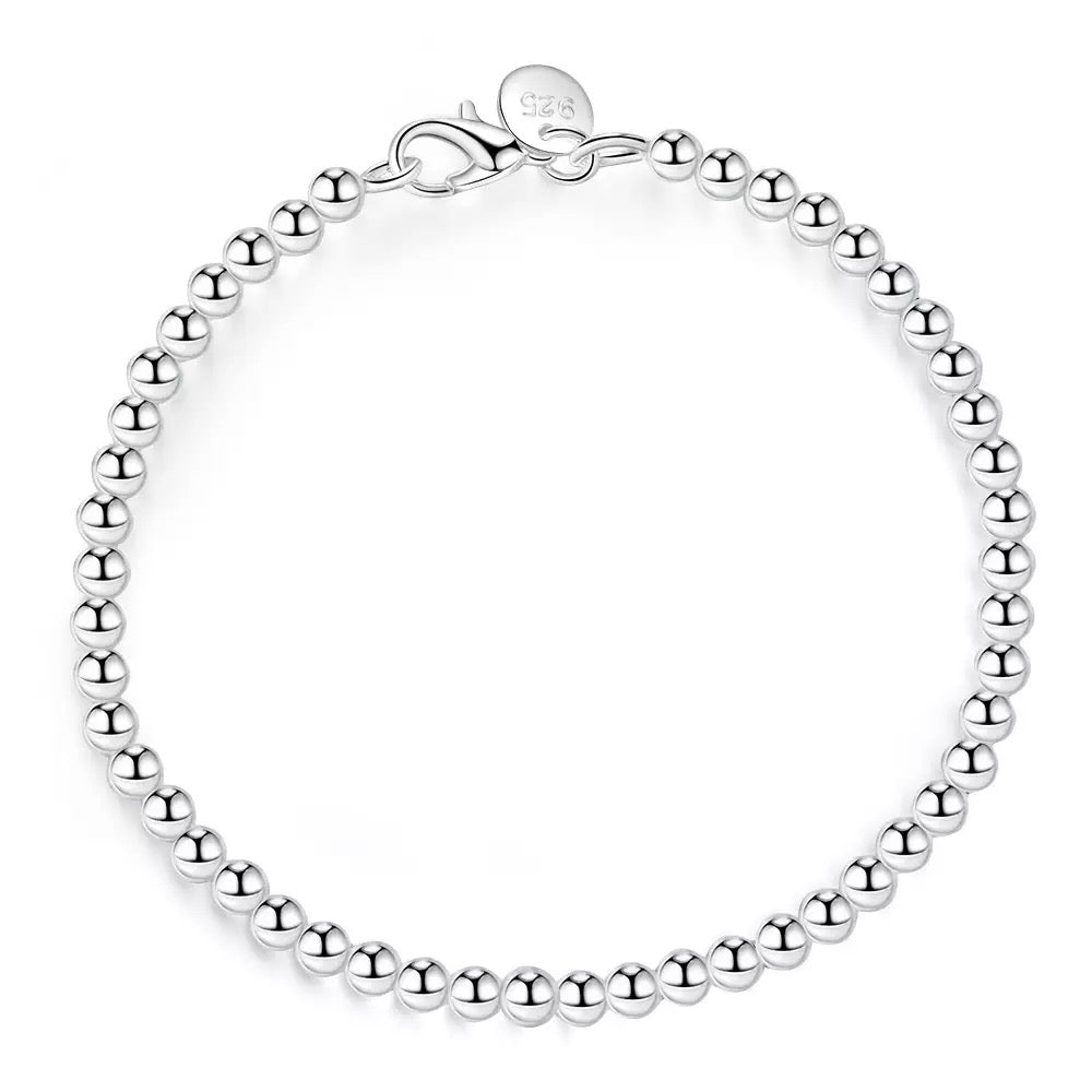 Silver Ball bracelet and earring set