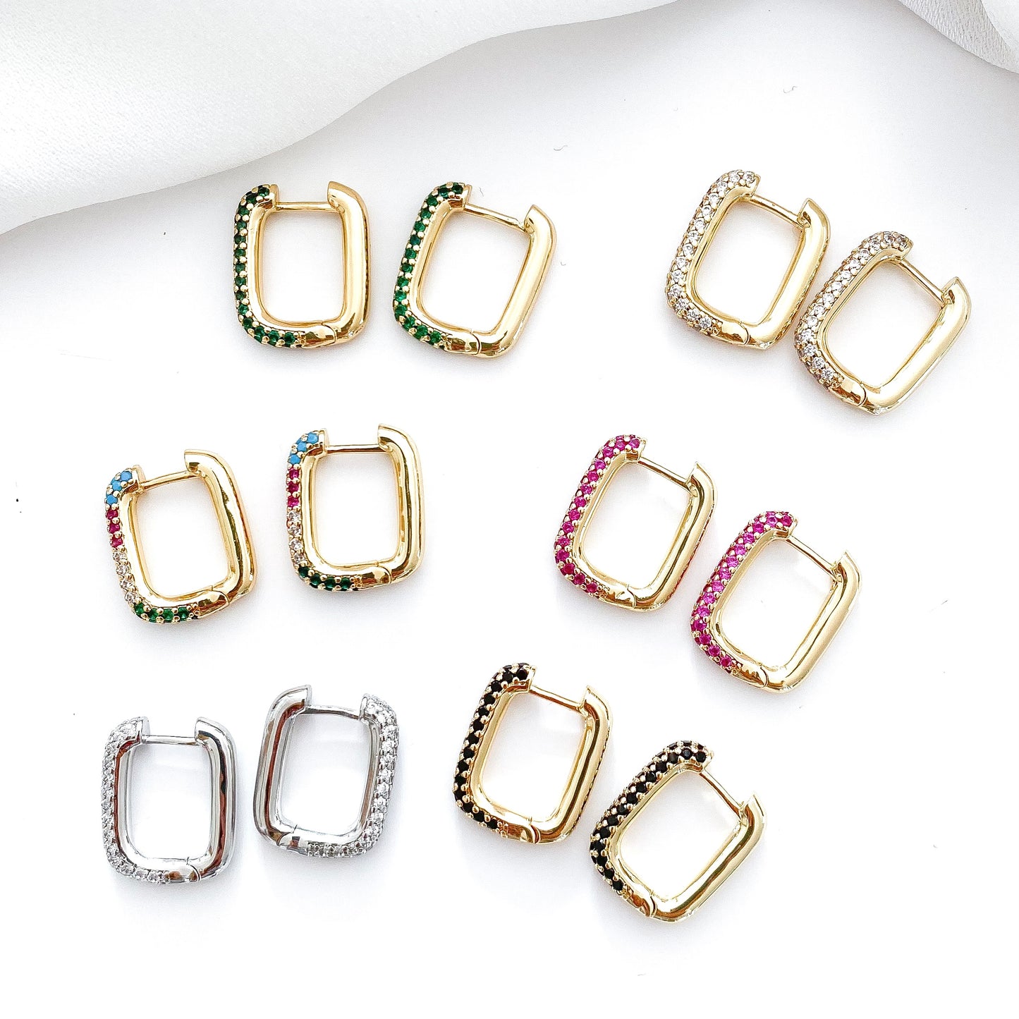 Loop Crystal Earrings Green