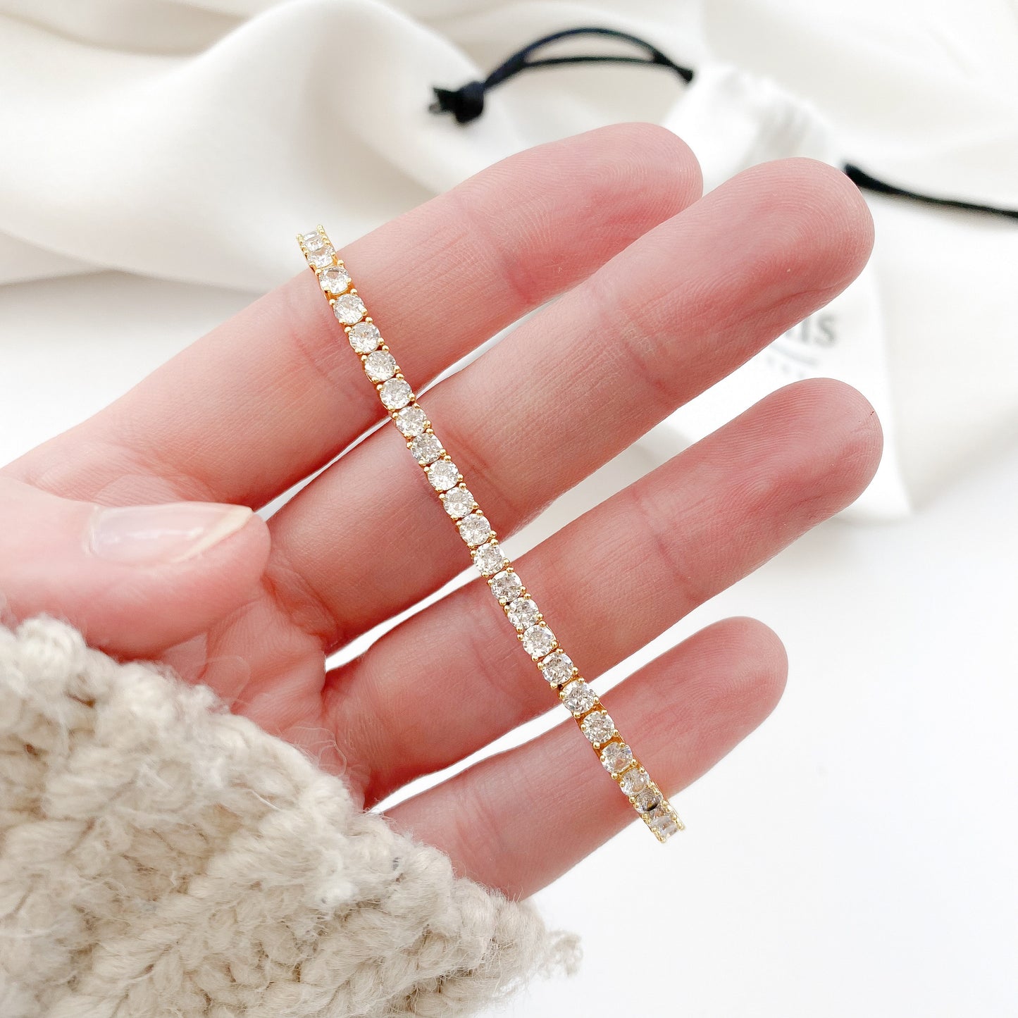 Penelope Crystal Gold Tennis Bracelet