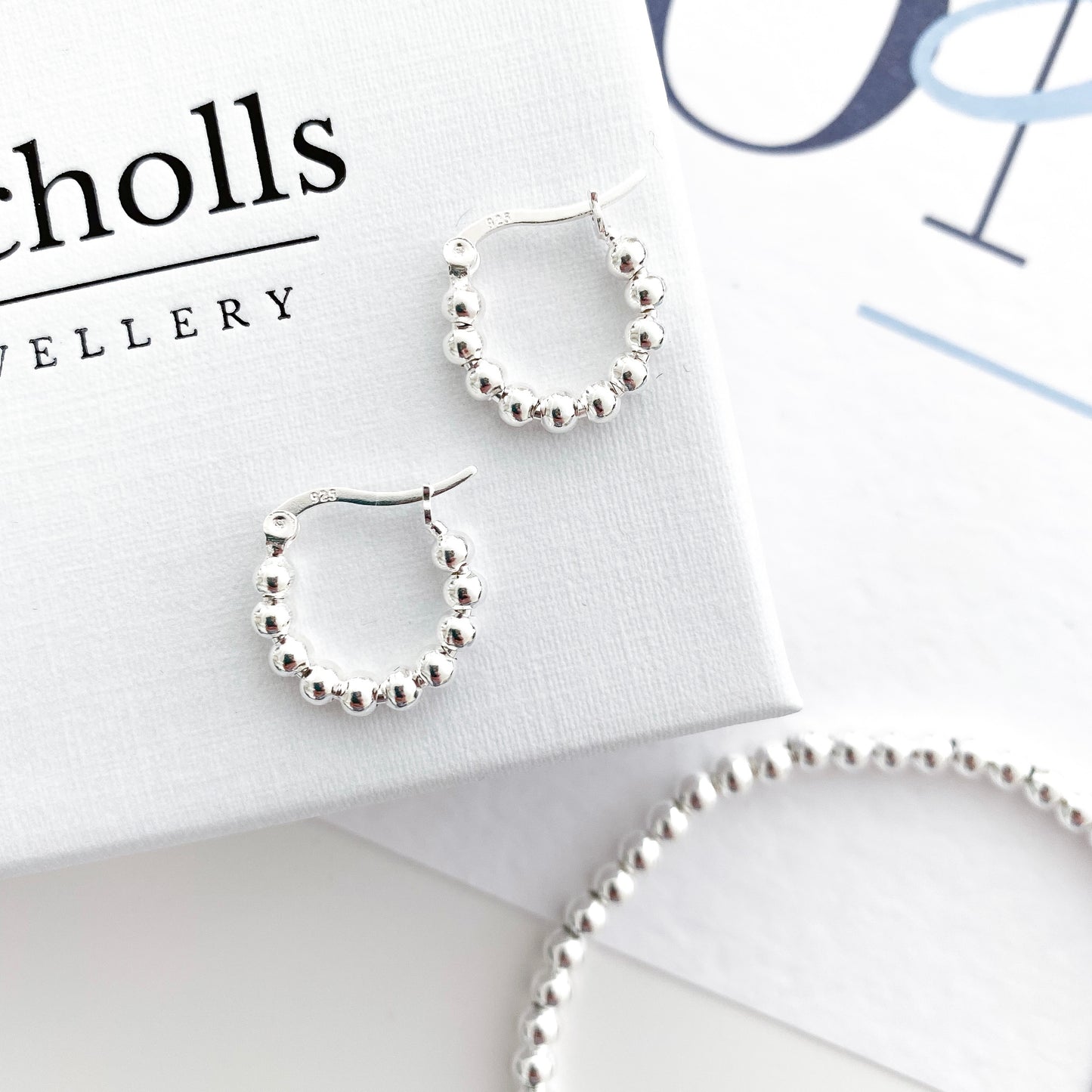 Silver Ball bracelet and earring set