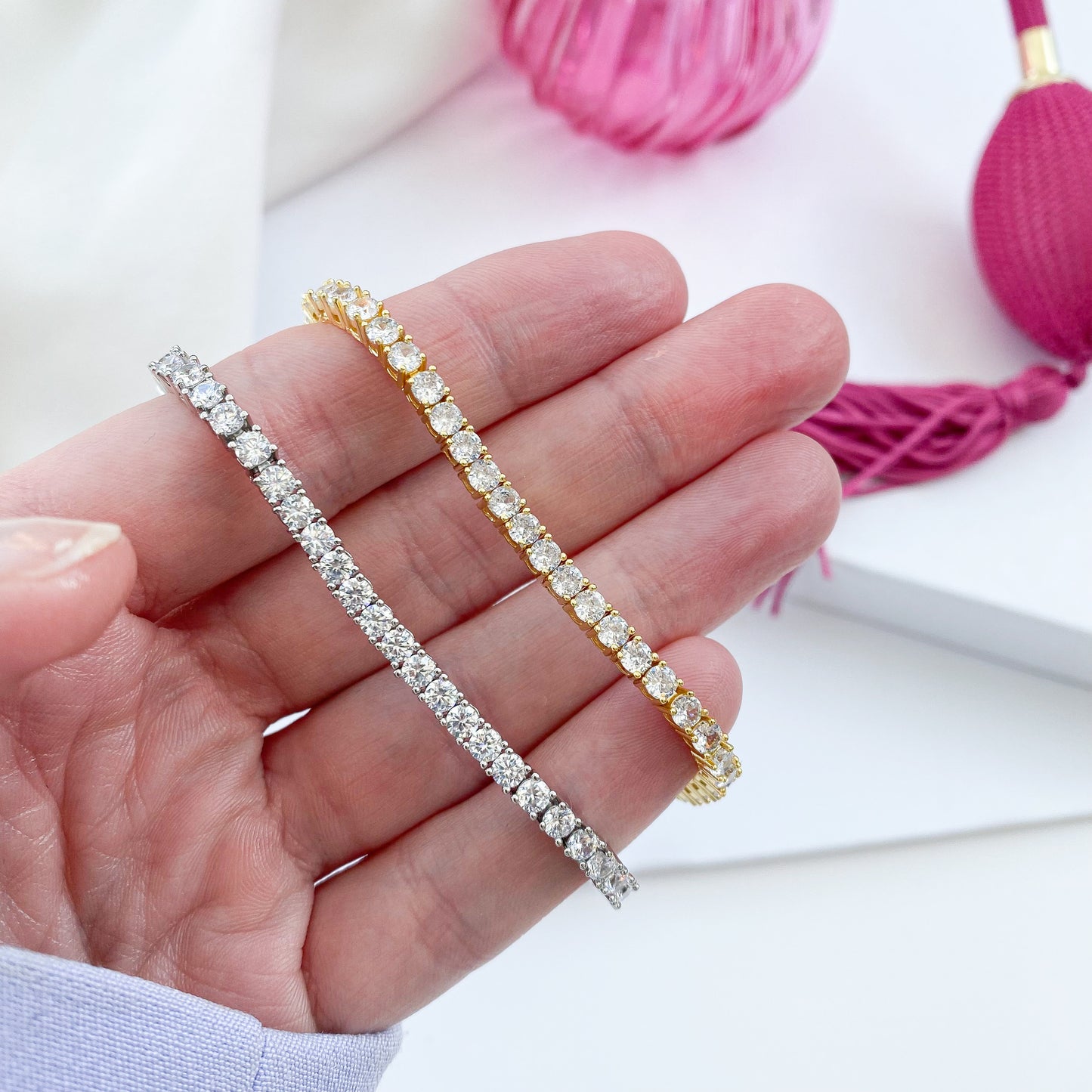 Penelope Crystal Gold Tennis Bracelet