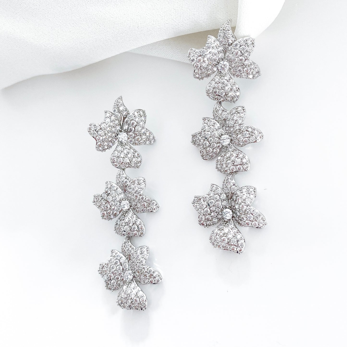 Deluxe Triple Flower Drop Earrings