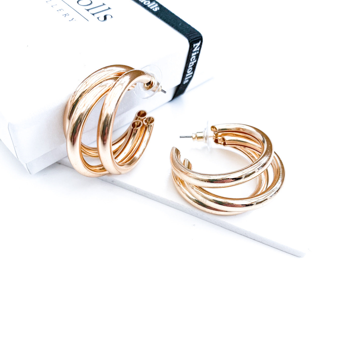 Triple Gold Hoop Earrings