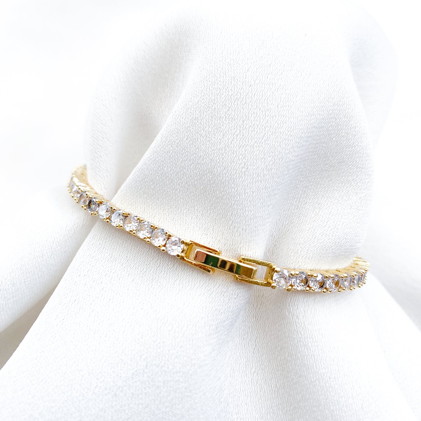 Penelope Crystal Gold Tennis Bracelet