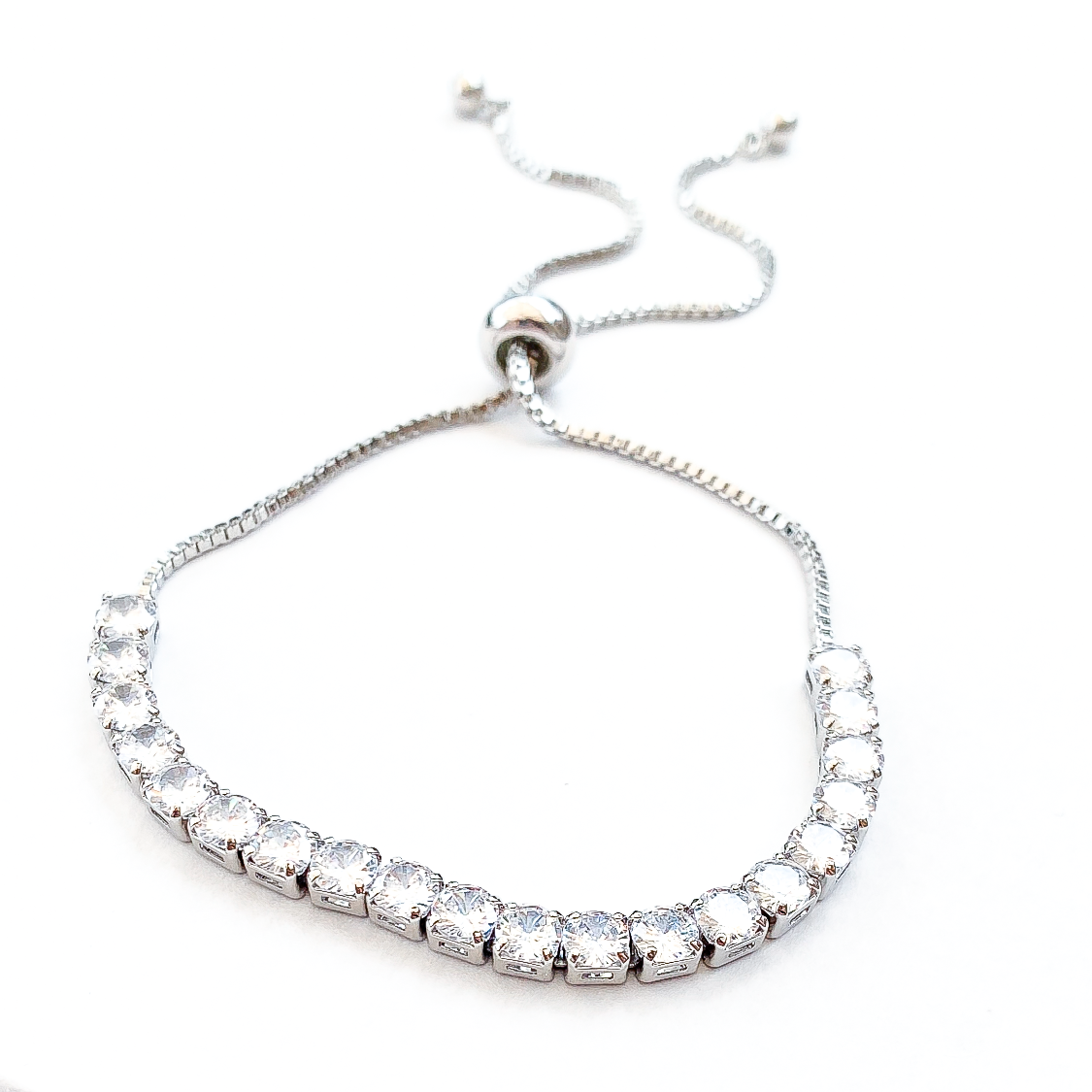 Silver Adjustable Crytal Tennis Bracelet