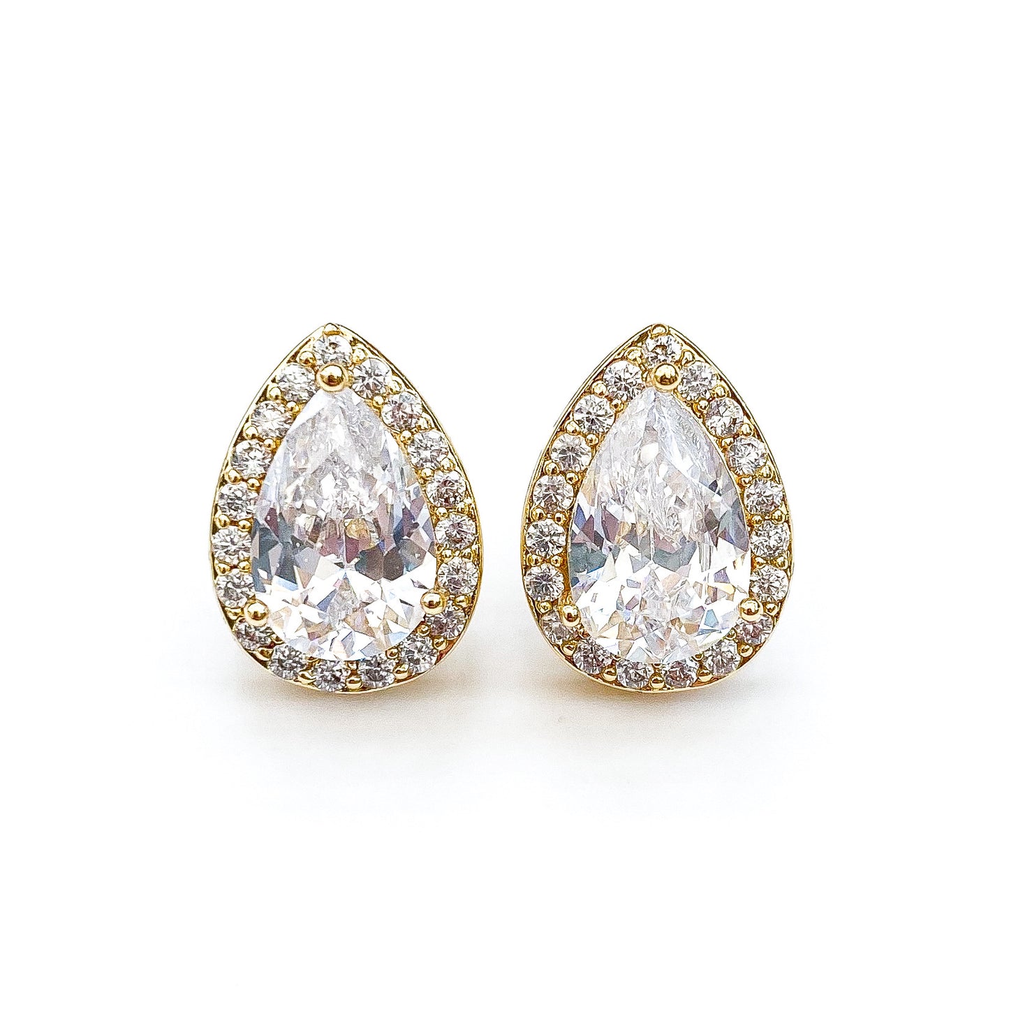 Trust Crystal Teardrop Gold Studs