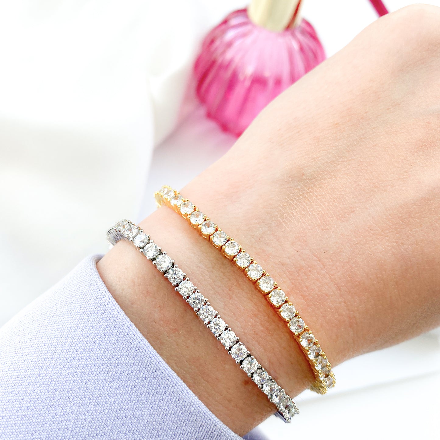 Penelope Crystal Silver Tennis Bracelet