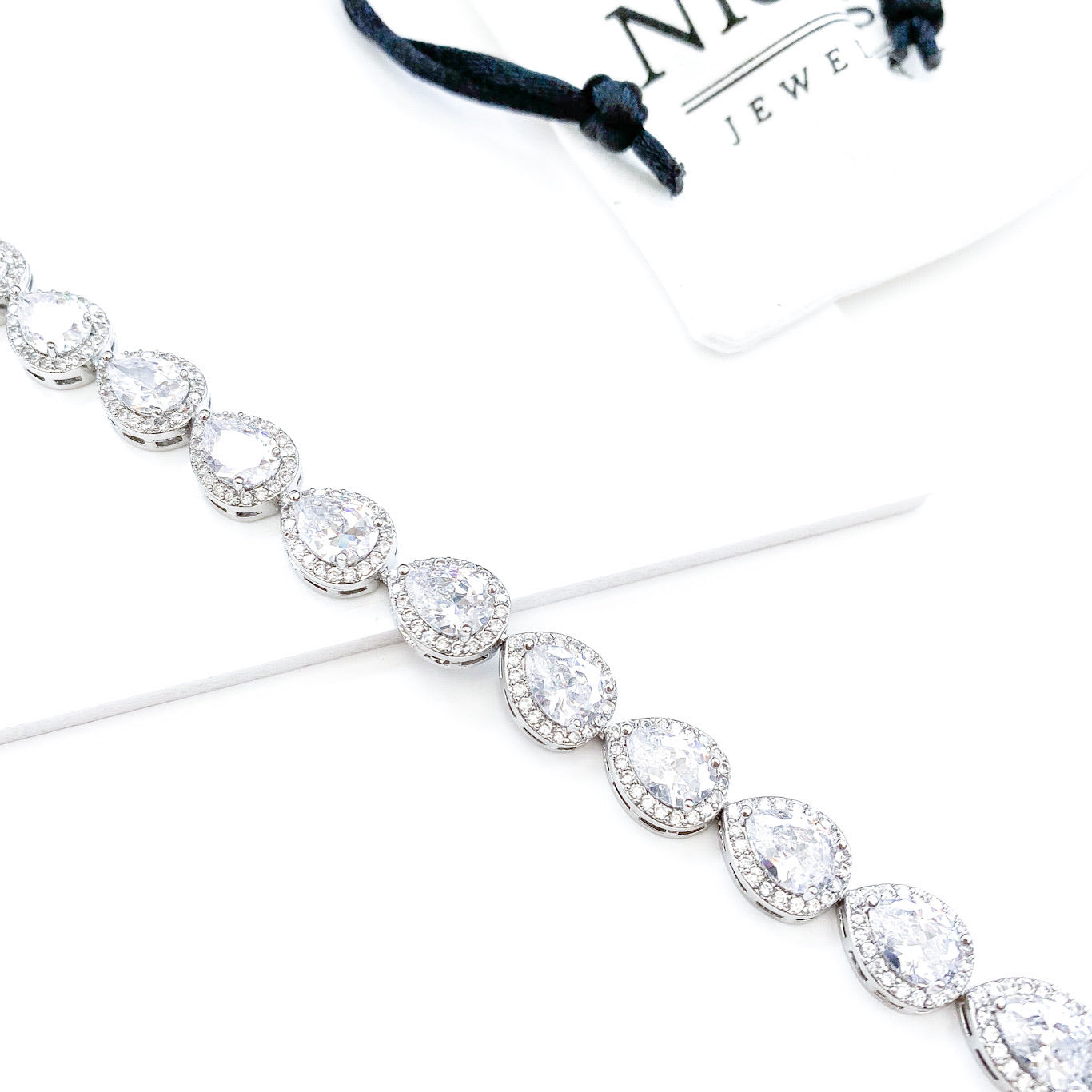 Teardrop Silver Crystal Bracelet