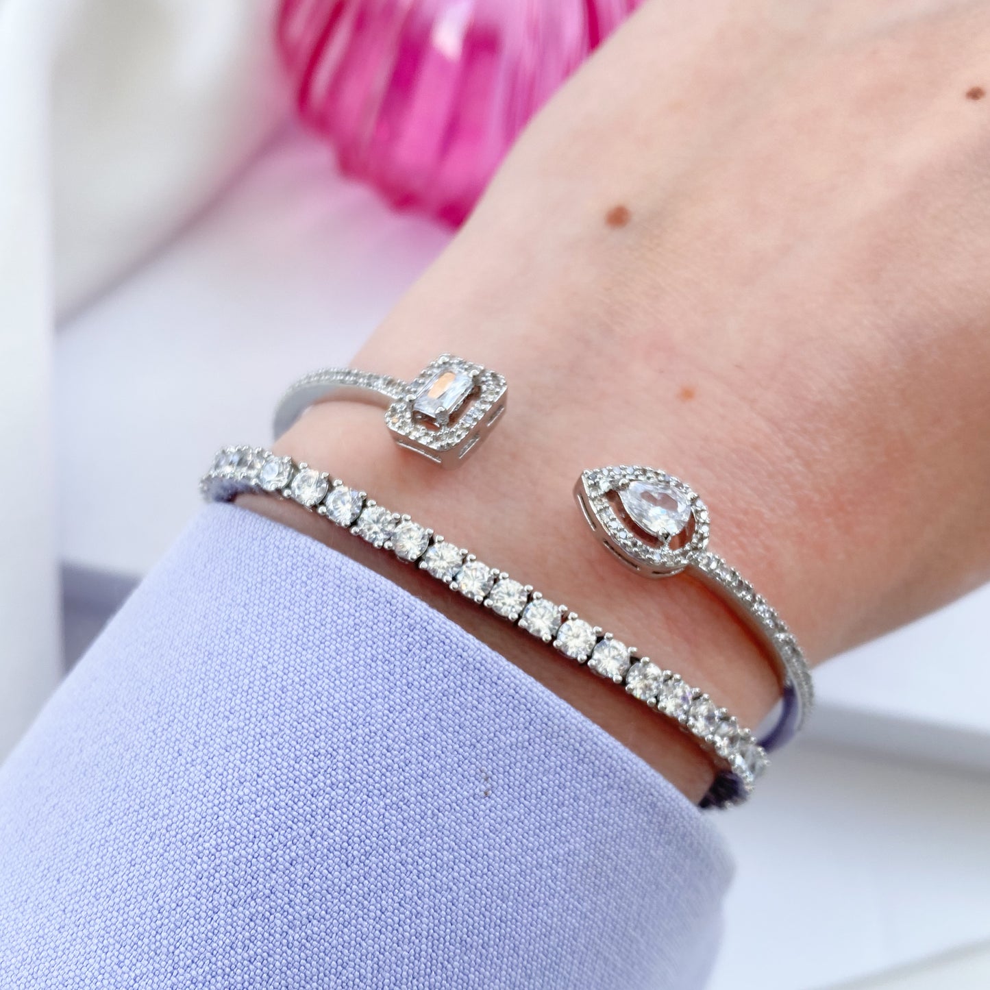 Penelope Crystal Silver Tennis Bracelet