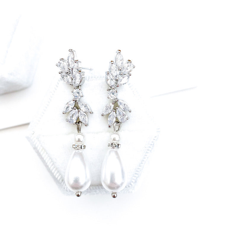 Faith Flower & Pearl Drop Earrings