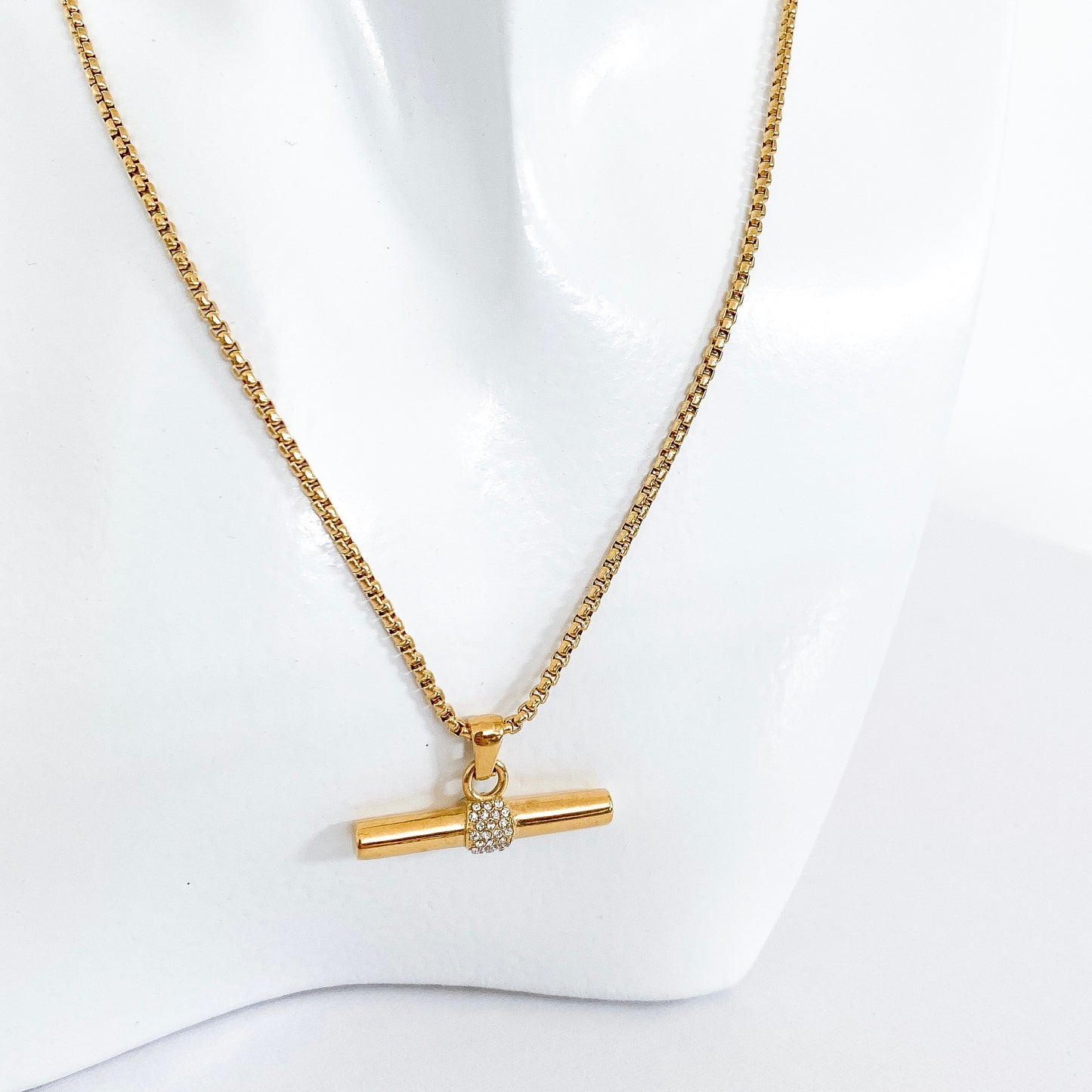 T Bar & Crystal Necklace