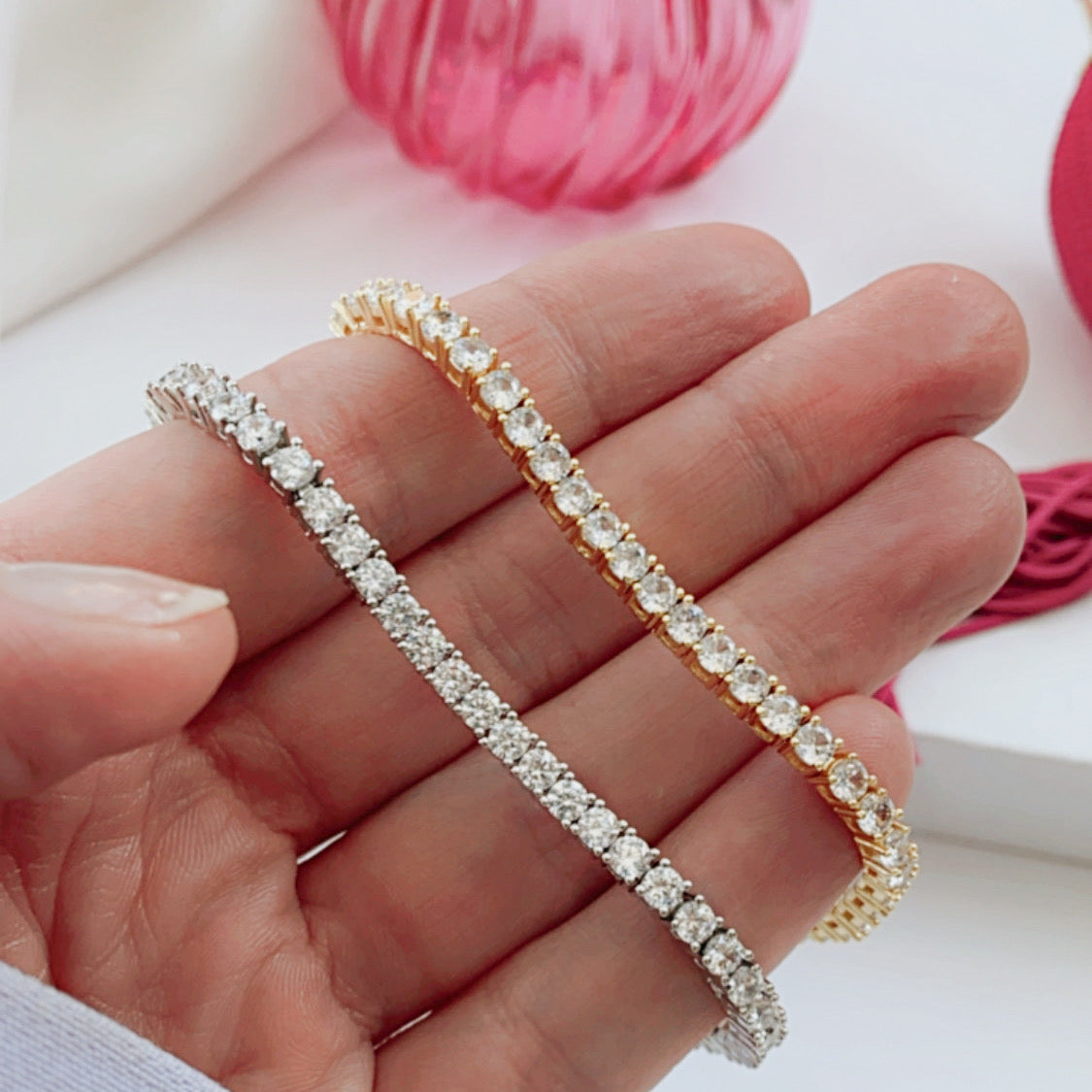 Penelope Crystal Silver Tennis Bracelet