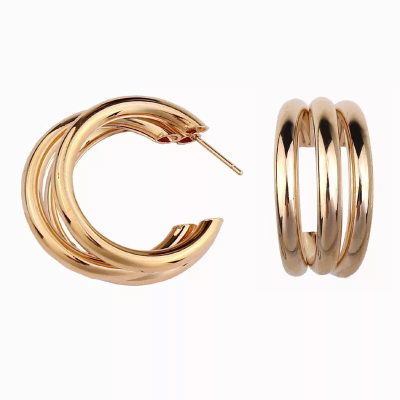 Triple Gold Hoop Earrings - Nicholls Jewellery