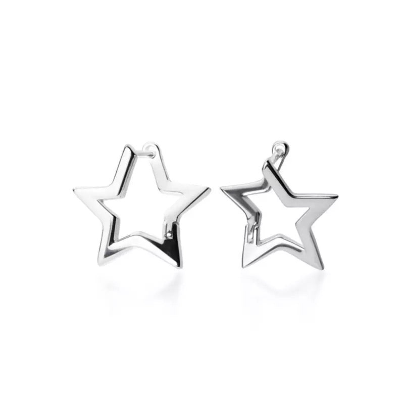 Star Huggie Earrings Silver